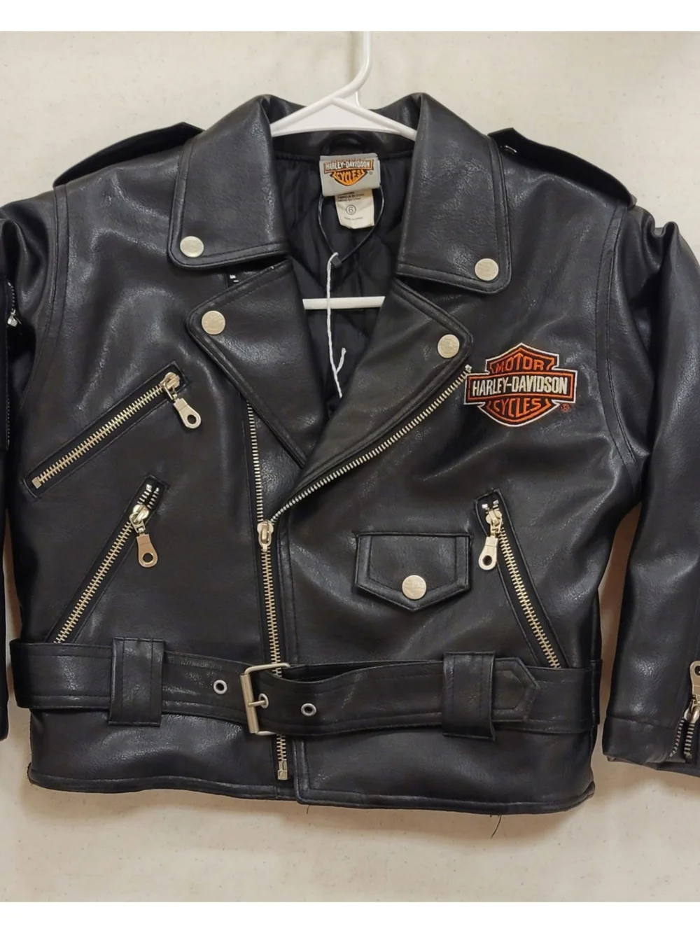 Harley-Davidson Black Leather Biker Jacket with Embroidered Shield